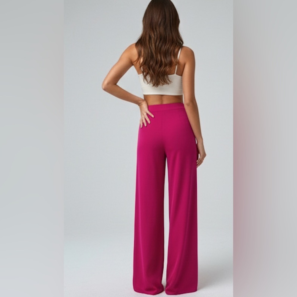 High Waist Wide Leg Pants Pink - Picture 4 of 7